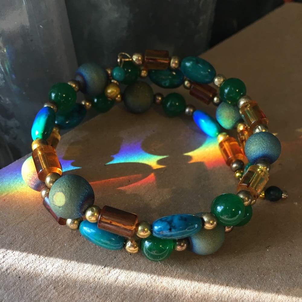 🚫SOLD🚫Turquoise and Amber Bangle Bracelet
